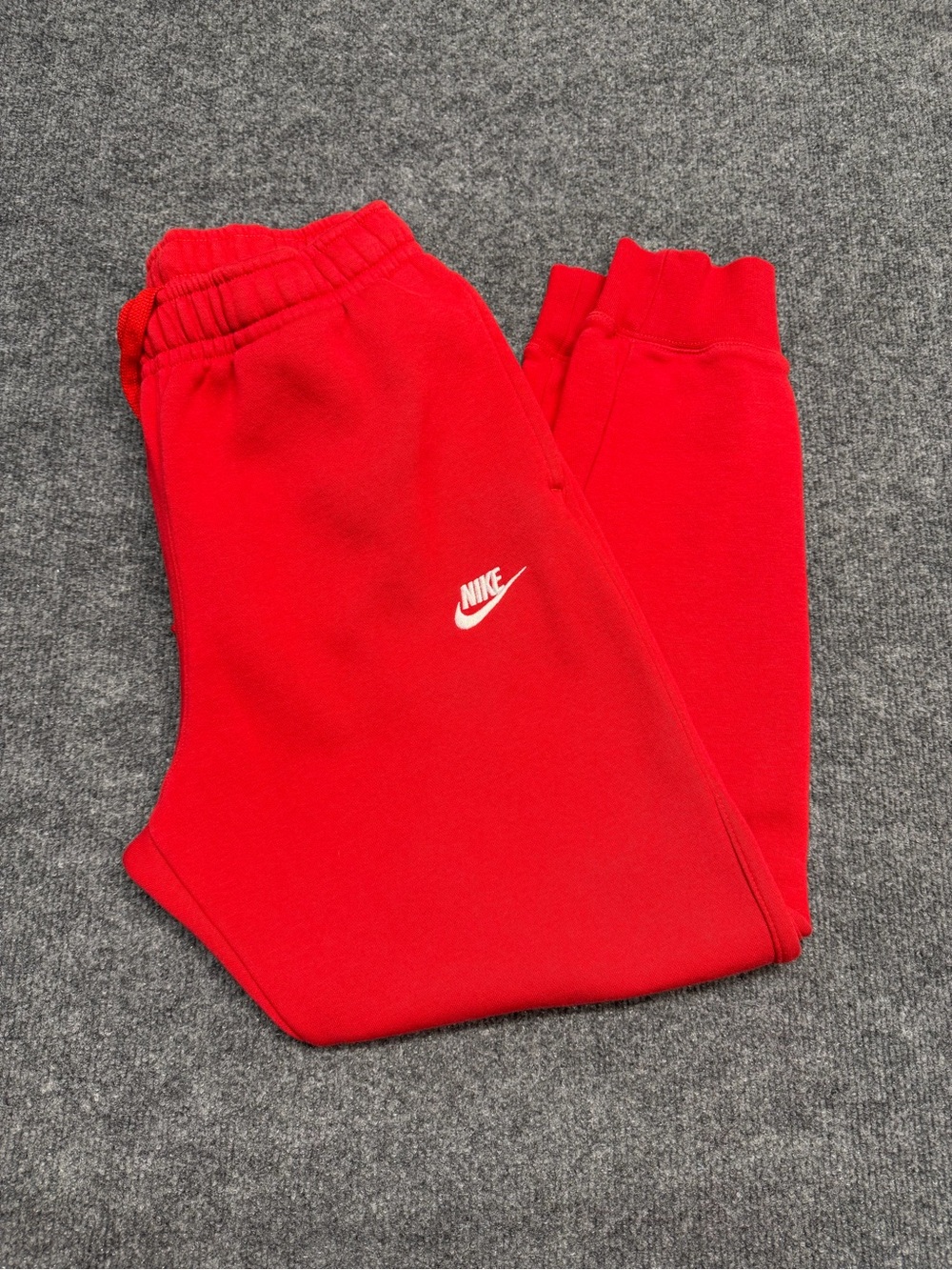 Nike Red Men's Sweatpants Joggers with White Swoosh